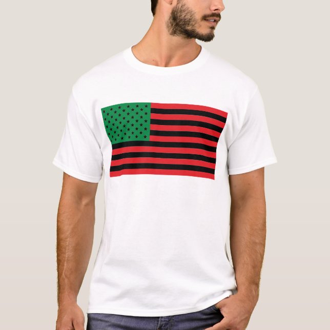 African American Flag - Red Black and Green T-Shirt (Front)