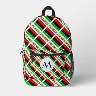 African American Flag Tiled Monogrammed Printed Backpack