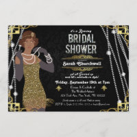 African American Flapper Bridal Shower Invitation