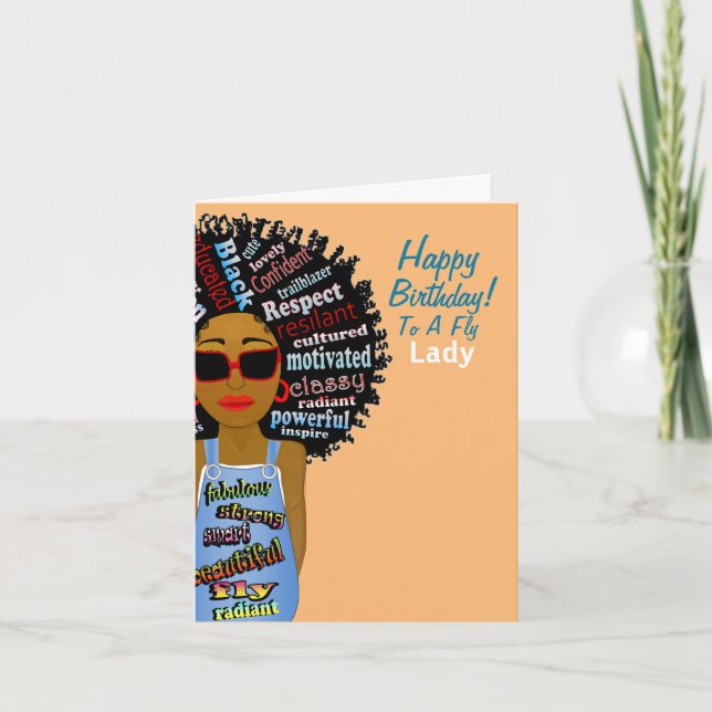 African American Fly Lady Birthday Card (Front)