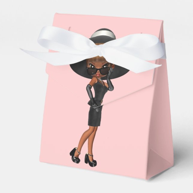 African American Fun Favourite Diva Birthday Party Favour Box (Front Side)