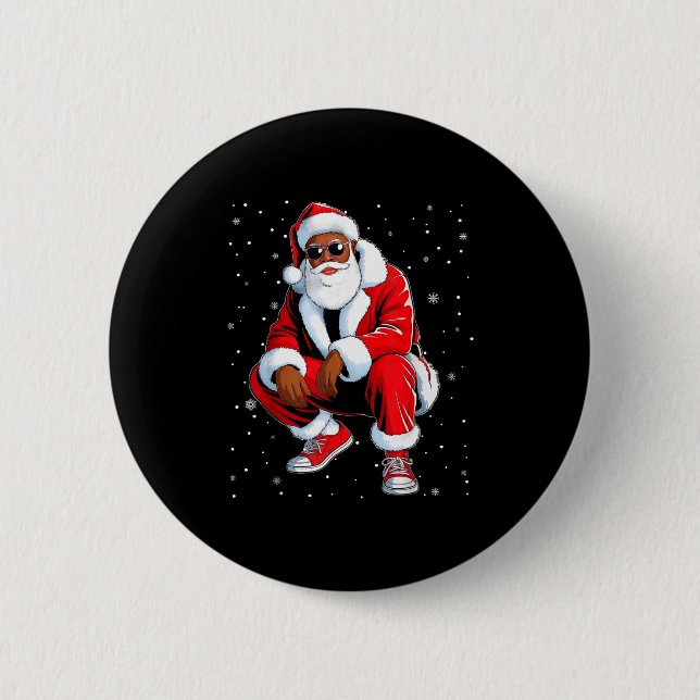 African American Funny Christmas Outfit Afro Santa 6 Cm Round Badge (Front)