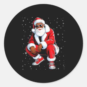 African American Funny Christmas Outfit Afro Santa Classic Round Sticker