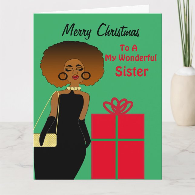 African American Funny Sister Merry Christmas  Car Card (Front)