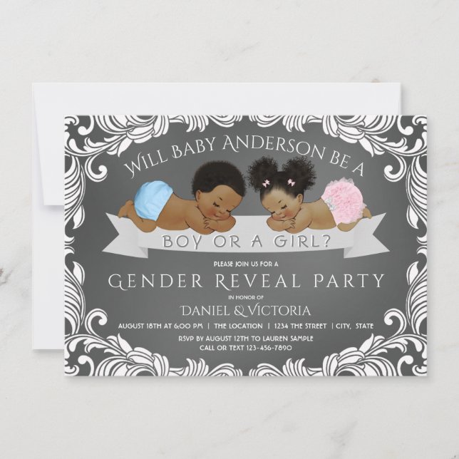 African American Gender Reveal Shower Invitations (Front)