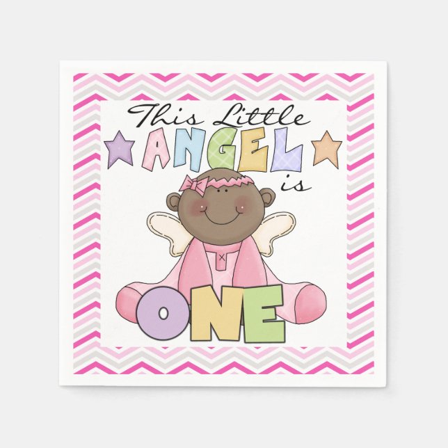 African American Girl 1st Birthday Paper Napkins (Front)