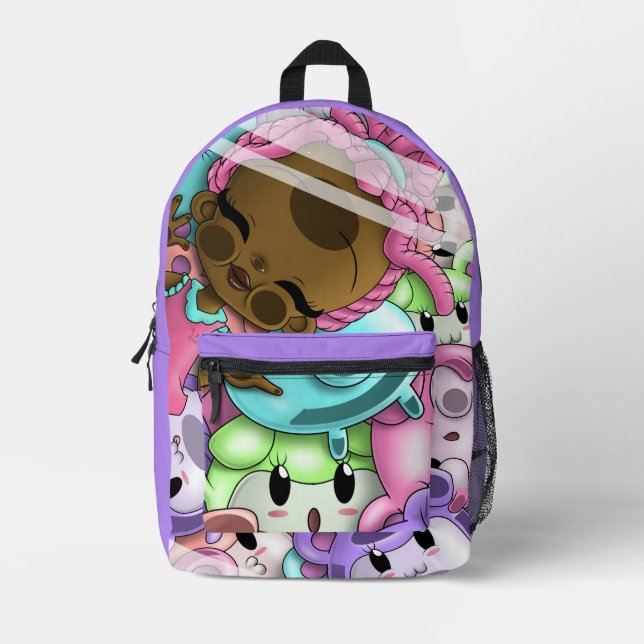 African American Girl and Bears Printed Backpack (Front)