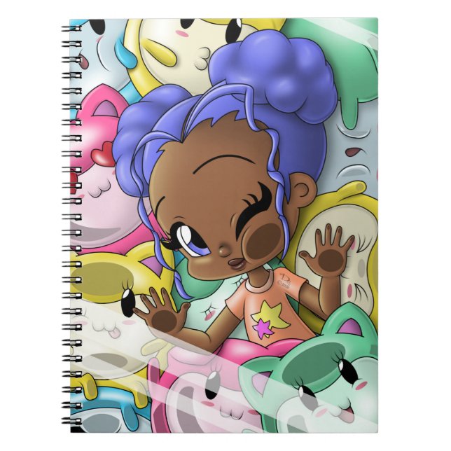 African American Girl and Cats Notebook (Front)