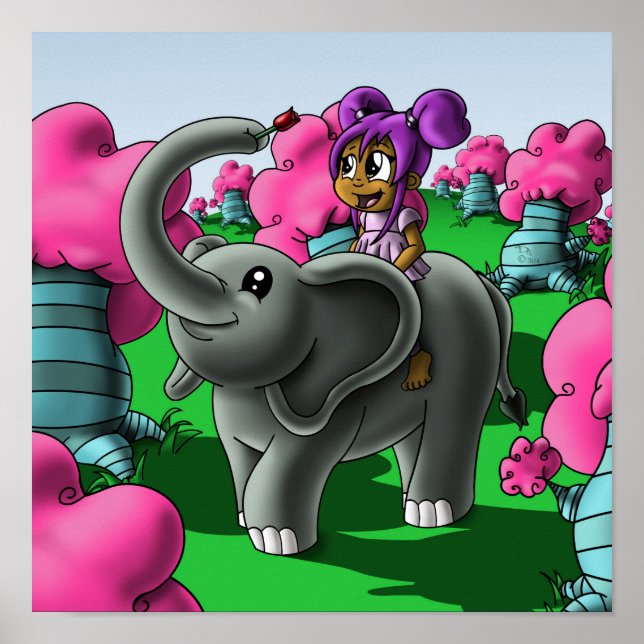 African American Girl and Elephant Poster (Front)