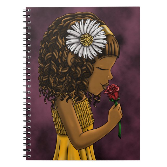 African American Girl and Rose Notebook (Front)