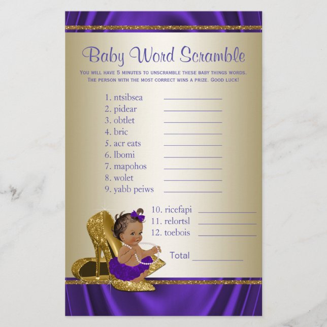 African American Girl Baby Shower Games (Front)