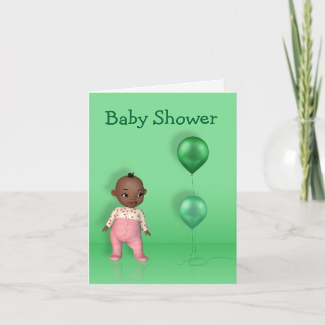 African American Girl Baby Shower Greeting Card (Front)