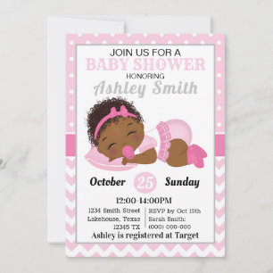 African American Girl Baby Shower Invitation