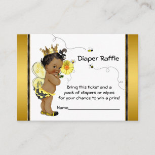 African American Girl Bee Diaper Raffle Ticket Enclosure Card