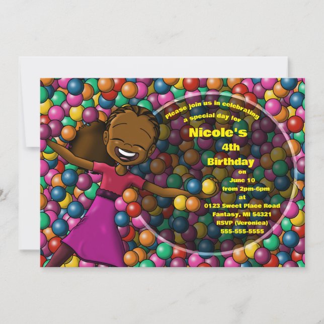 African American Girl Birthday  Invitation (Front)