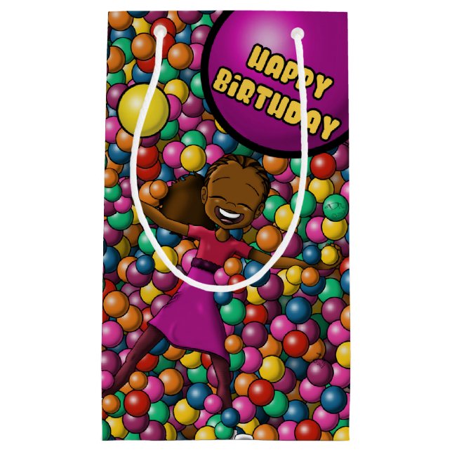 African American Girl Birthday Small Gift Bag (Front)