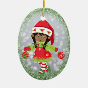 African American Girl Christmas Ornament