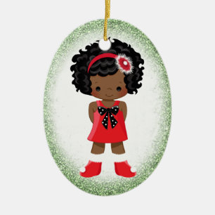 African American Girl Christmas Ornament