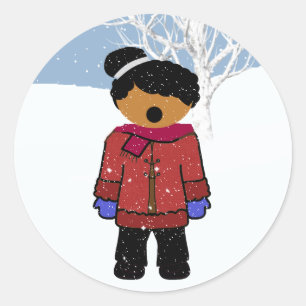 African American Girl Christmas Sticker