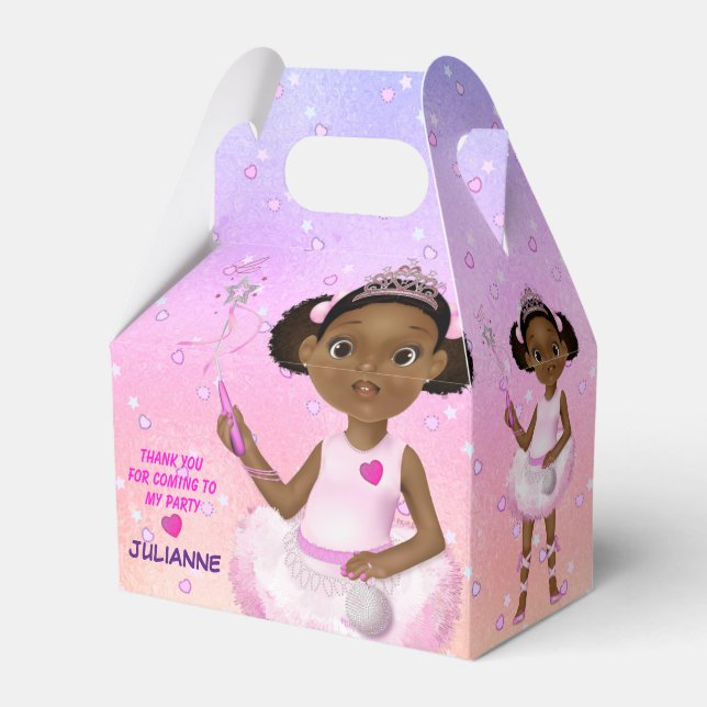 African American Girl Fairy Princess Ballerina Favour Box (Front Side)
