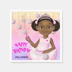 African American Girl Fairy Princess Ballerina Napkin