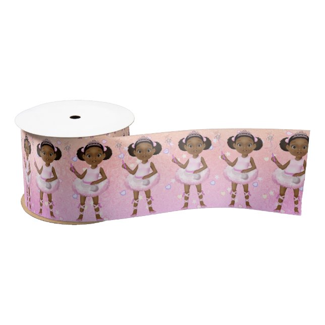 African American Girl Fairy Princess Ballerina Satin Ribbon (Spool)