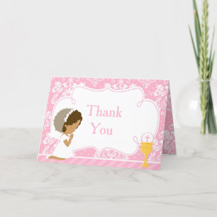 African American Girl First Communion 'Thank You' Thank You Card