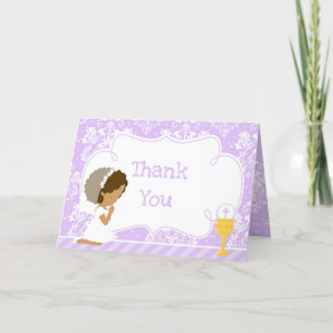 African American Girl First Communion 'Thank You' Thank You Card