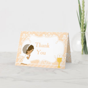 African American Girl First Communion 'Thank You' Thank You Card