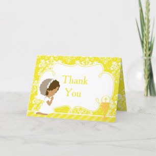 African American Girl First Communion 'Thank You' Thank You Card