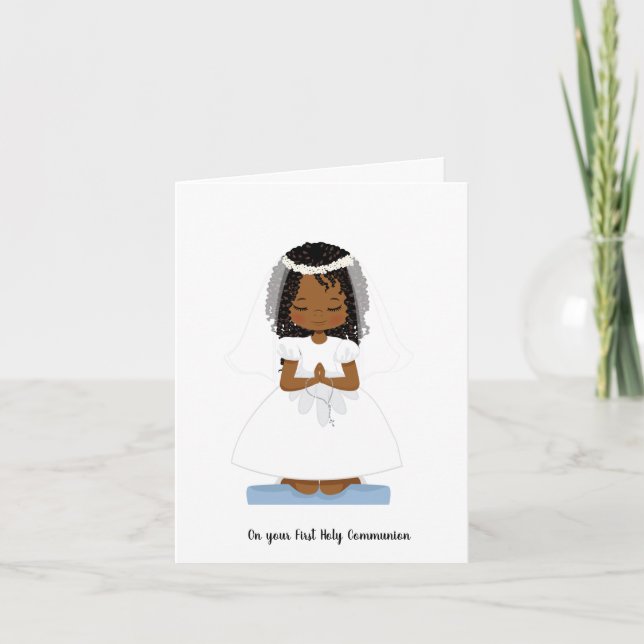 African-American Girl First Holy Communion Card (Front)