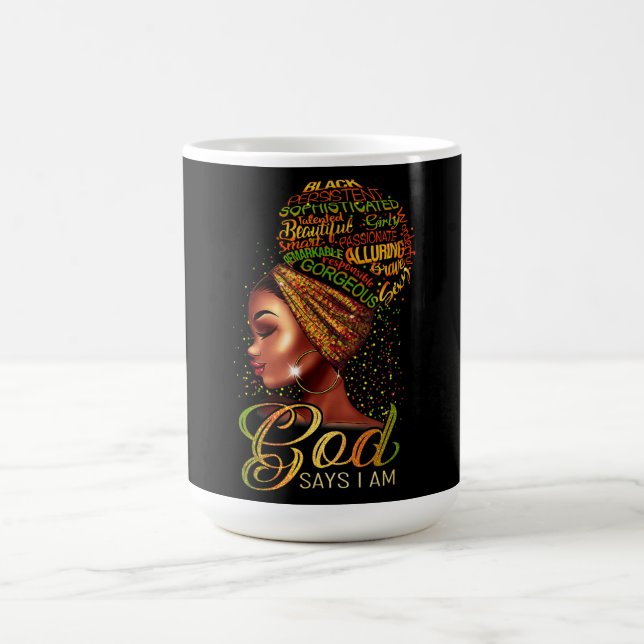 African American Girl God Says I Am Black Pride Coffee Mug (Center)