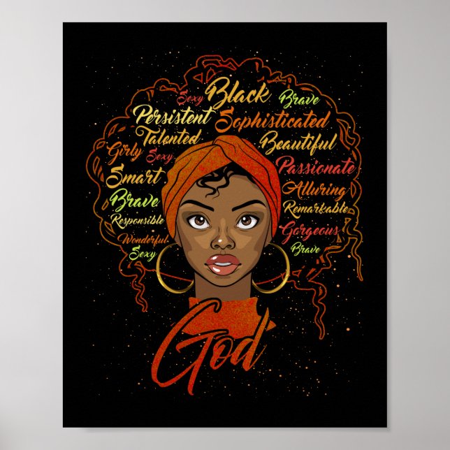 African American Girl God Says I Am Black Pride Poster (Front)