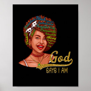 African American Girl God Says I Am Black Pride Poster