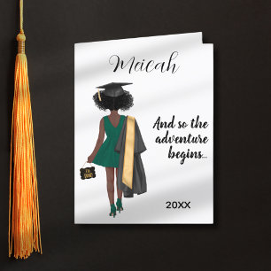 African American Girl Graduation Modern Congrats Holiday Card