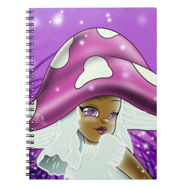 African American Girl Mushroom Notebook (Front)