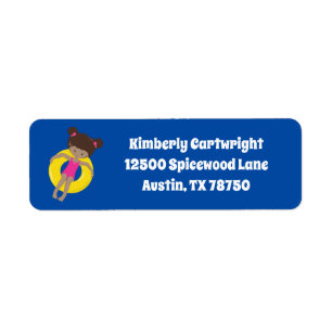 African American Girl Pool Party Return Address