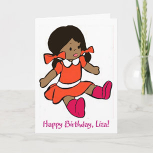 African-American Girl Rag Doll Birthday Card