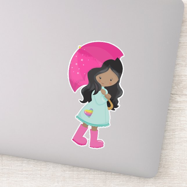 African American Girl, Rain, Raincoat, Umbrella (Detail)