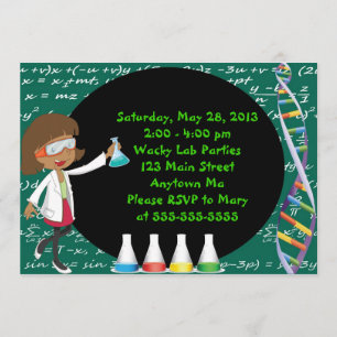 African American Girl  Scientist Party Invitation