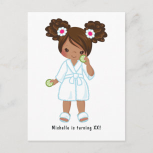 African American Girl Spa Sleepover Birthday Party Postcard