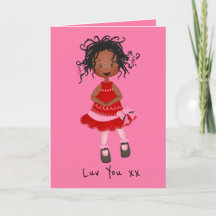 African American Girl Valentines Card