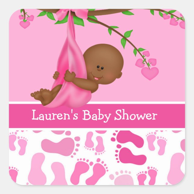 African American Girl's Baby Shower Stickers (Front)