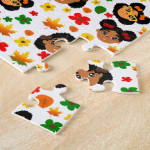 African American Girls Fall Autumn Leaves Afro