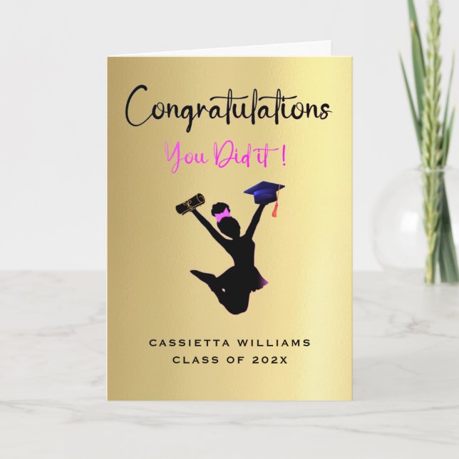 African American Girls Graduation Congratulations Card (Front)