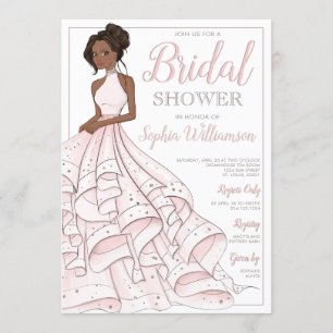 African American Glitter Glam Bride Bridal Shower Invitation