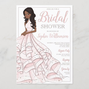 African American Glitter Glam Bride Bridal Shower Invitation