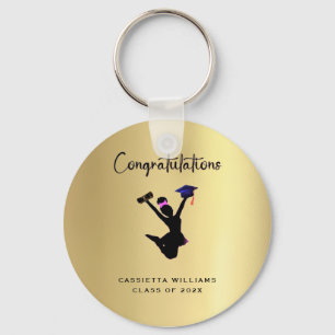 African American Gold Graduate Congratulations Key Ring