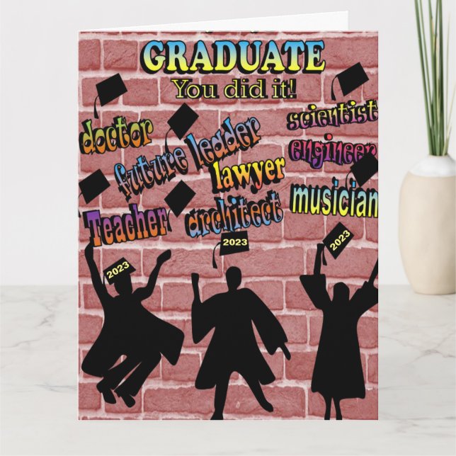 African American Graduate - You Did It Colourful Card (Front)
