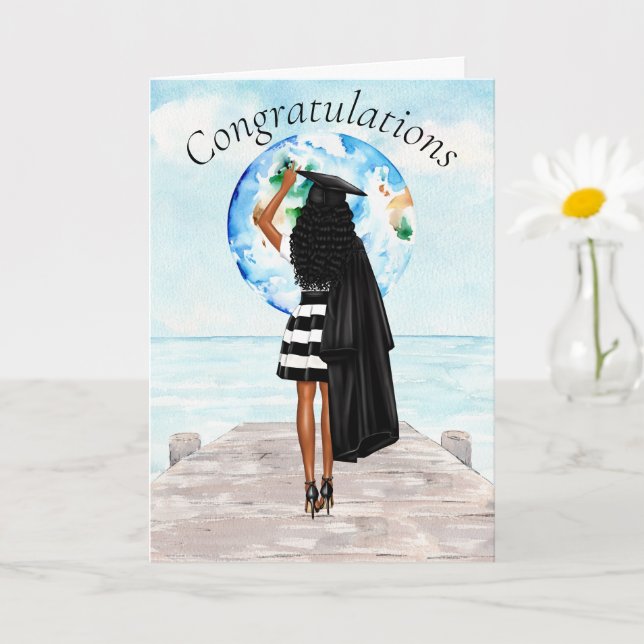 African American Graduation Congratulations Card (Small Plant)